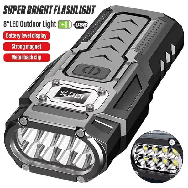 Super Bright LED Flashlight Rechargeable Torch Portable Work Outdoor Camping with High Brightness COB Side Light tues