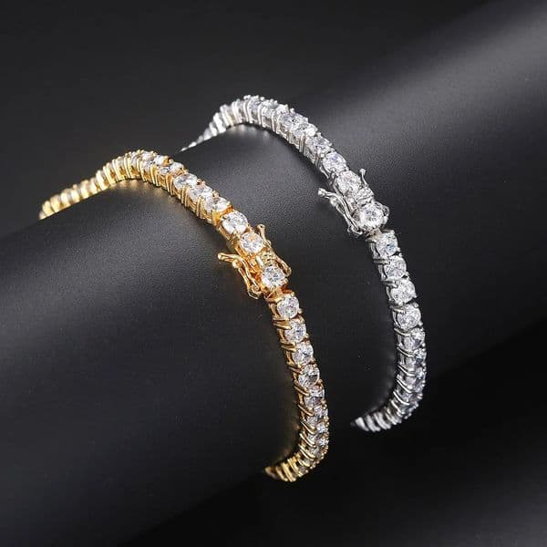 Crystal Tennis Bracelet for Women Man Iced Out 1 Row Cubic Zirconia Double Buckle Chain Hiphop Rock Hippie Jewelry OHH118 250603