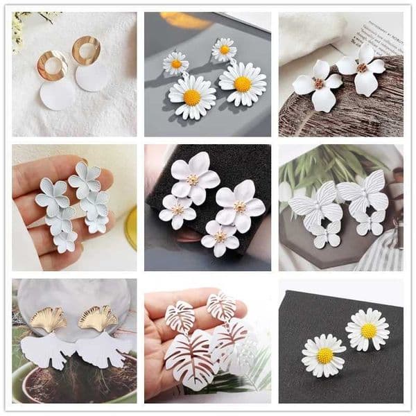 Pure White Color Daisy Butterfly Flower Dangle Earrings for Women New Summer Korean Earring Creative Romantic Wedding Jewelry XJ250612