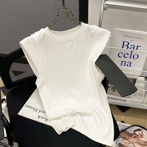 ZJAISS Casual Summer Woman Skinny Fit Tshirt Tight Sleeveless Oneck Tee Basic Solid Stripe Tops Women T Shirt 250611BJ