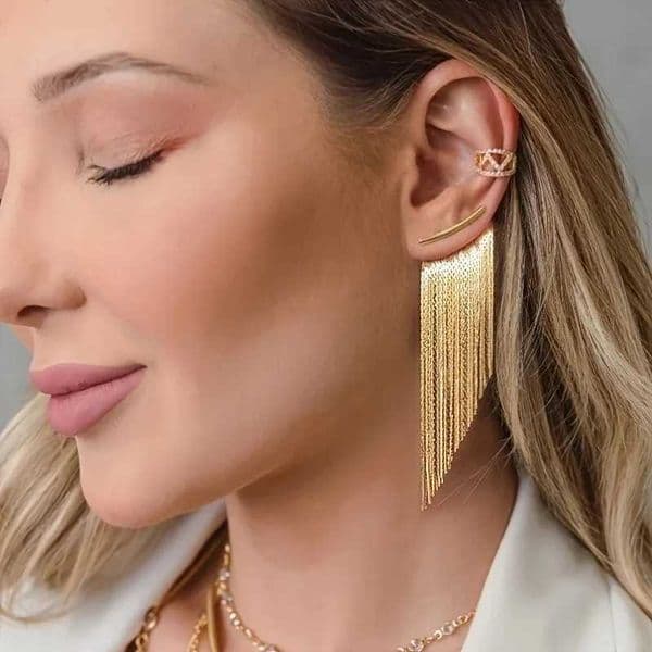 Fashionable French Vintage Metal Style Tassel Earrings for Women Ear Piercing Wedding Trendy Woman Jewelry Womens Earrings XJ250612