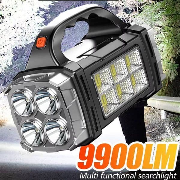 High Power Rechargeable LED Flashlight Multifunctional Portable with Side Light Waterproof Multiple Lighting Modes