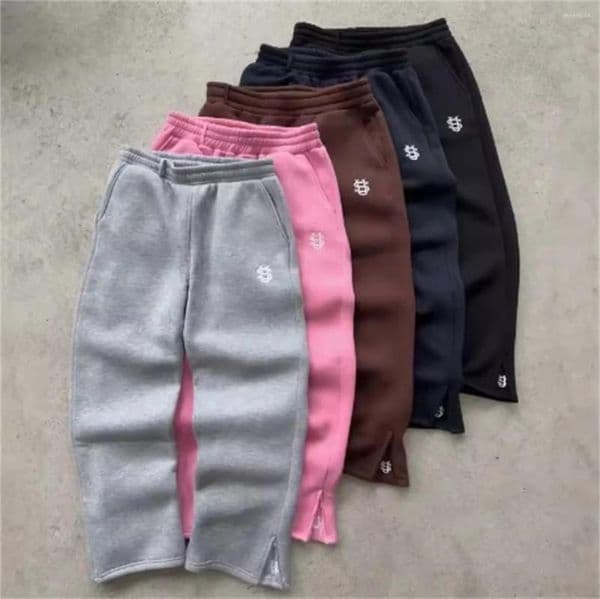 Women's Pants Y2K Retro Loose Straight Unisex Tracksuit Personalized Leg Zipper Embroidery Design Hip Hop Harajuku Casual