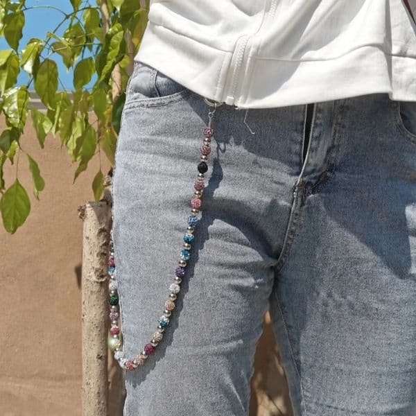 Round Bead Rhinestone Multicolor Punk Pants Chain Unisex Ones Waist luxurious Accessories Gothic Multi-functionChain For Bag 250610