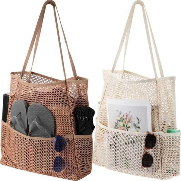 Multi Pockets Summer Beach Bag For Towels Mesh Durable Travel Handbag Toys Organizer Waterproof Underwear Swimming Storage Bag Z250612