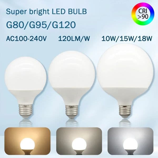 1-6PCS LED Bulb E27 10W 15W 18W AC 220V 127V G80 G95 G120 Energy Saving Global Light Lampada Ampoule led Lamp Vanity Light Bulbs 250609