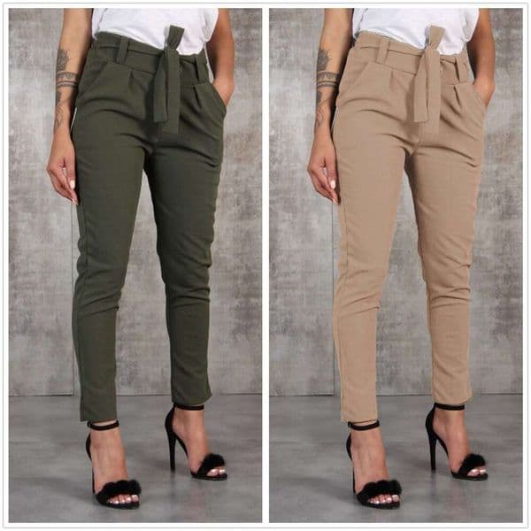 2020 New Fashion Waist-Cinched Casual Women's Long Pants B5