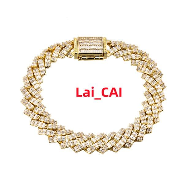 Unisex Moissanite Jewelry Set 925 Silver Rhodium Rose Gold Plating Hip Hop Style Bracelets Bangles Necklace Chain Type Jewelry