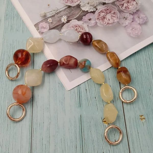 1Pcs Colorful Acrylic Handbag Strap Handle Bead Replaceable Resin Stone Wristlet Purse Bag Belt DIY Parts Accessories 250614BJ