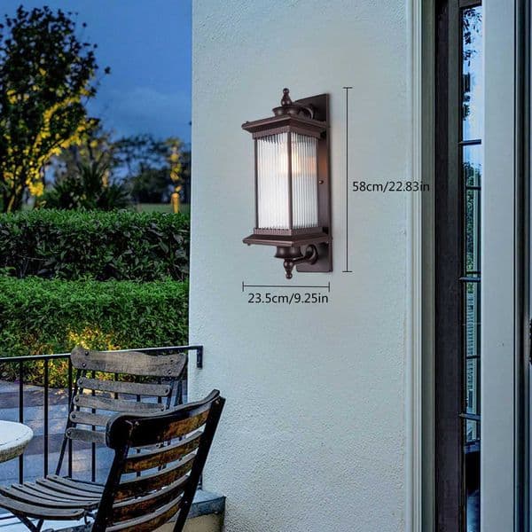 LOYALHEARTD Front Porch Light Fixture Wall Outdoor Exterior Lighting Mounted Lantern Brown Z250613