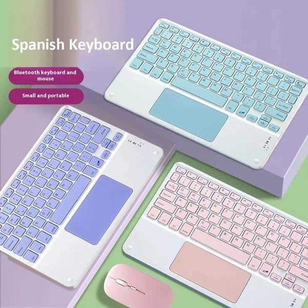 Spanish/English Bluetooth Keyboard 10 inch for iPad Air Pro Wireless Rechargeable Keyboard for Phone Tablet Laptop Universal X250614