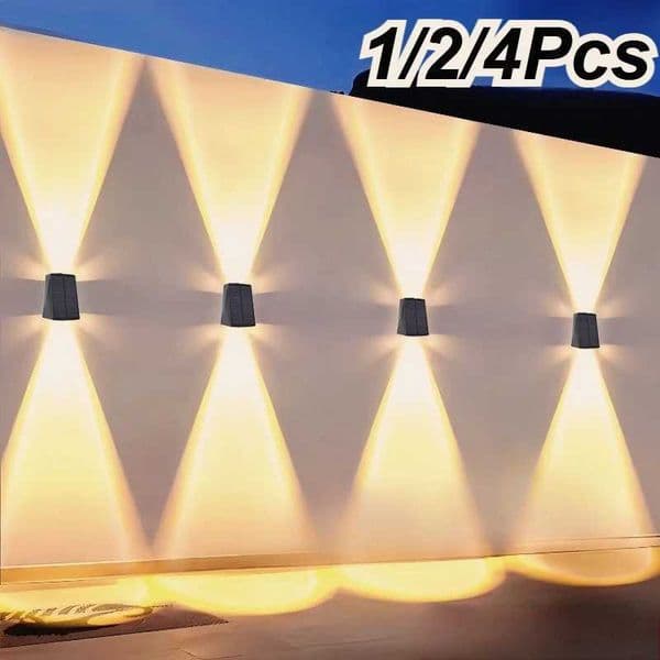 LED Solar Wall Lights Up and Down Lighting Solar Outdoor Light Waterproof IP65 Solar Fence Light for House Yard Garden Garage Z250613