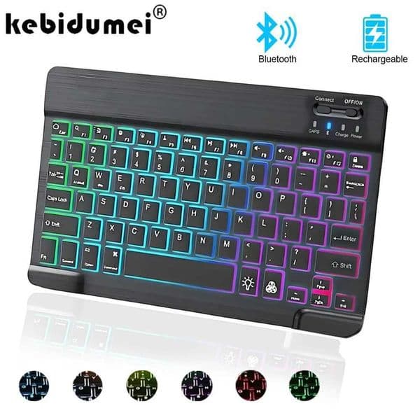 RGB BT Wireless Keyboard Mini Backlit Keyboard 2.4G Rechargeable Gaming Receiver For MacBook iPad Android iOS Windows X250614