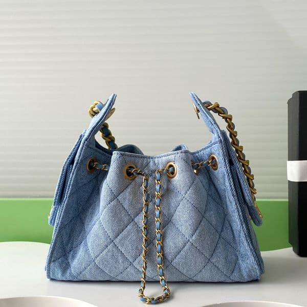New 10A 25 Small Handbag Luxury Designer Washed Denim Genuine Leather Shoulder Golden Hardware Crossbody Fashion Women Casual Shopping Clutch Bag Purse