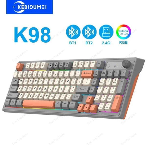 Dual BT Mechanical Keyboard Dual Modes BT5.0 2.4G Wireless Keyboard RGB Backlight Gaming Keyboard For PC Laptop Tablet X250614