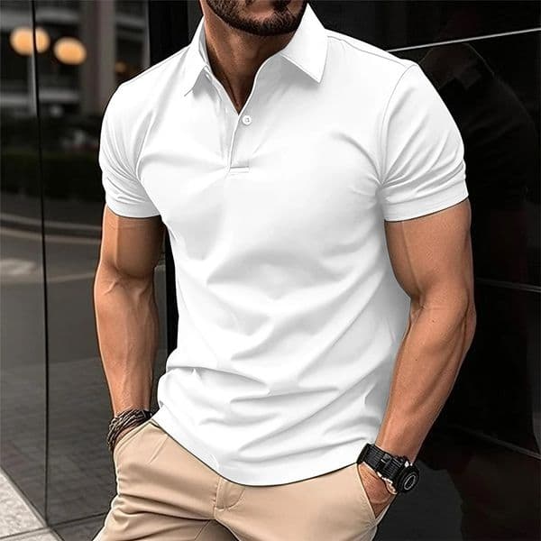 Fashionable Solid Color Button polo T-Shirt For Mens Fashionable Lapel Button Shirt Street clothing Summer Short Sleeved 250529