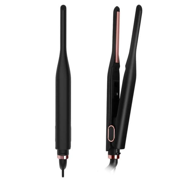 Small Flat Iron for Short Hair Temperature Adjustable Pencil Flat Iron Fast Heat Up 3/10 Inch Beard Straightening Iron 250611