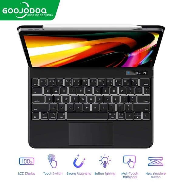 GOOJODOQ Magic Keyboard with LCD Display for iPad Pro 11/ Pro 12 9 12.9/ Air 5 Air 4 for iPad Keyboard folio Korean Spanish GK04 X250614