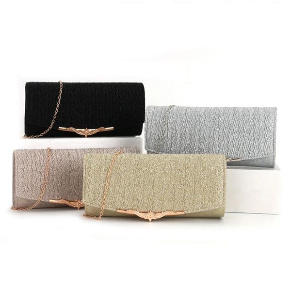 Womens Handbag Dinner Bag Clutch Pleated Metal Cap Wedding Evening Dress Bag 250614