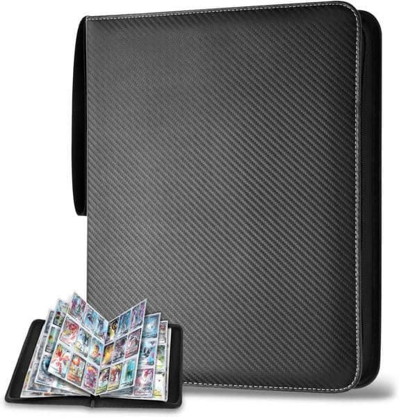 900 Pockets Card Binder Sleeves with Zipper Double Sided Holder Carry Case for TCG CCG Storage Black 250614