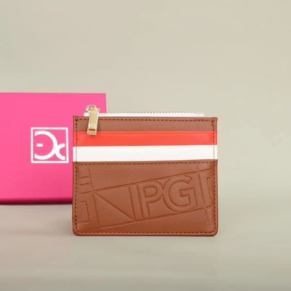 PG Womens Wallet Fashion Retro Temperament Bag Button Folding Monogram Printed Metal Zipper Leather Card Womens 250614