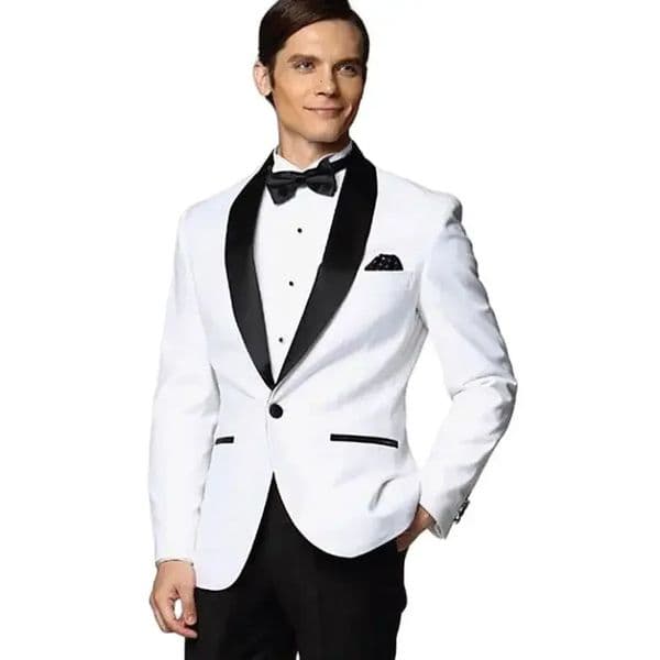 1 Piece Casual Mens Suits White Jacket One Button Slim Fit Shawl Lapel Coat Elegant Formal Wedding Groomsmen Blazer Outfits 250614