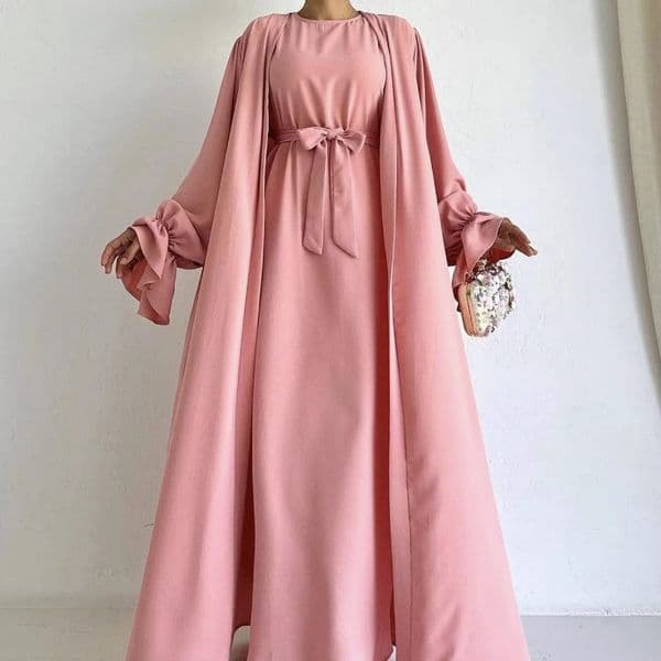 (371) New Middle Eastern Bow Strap Waist Robe Dress