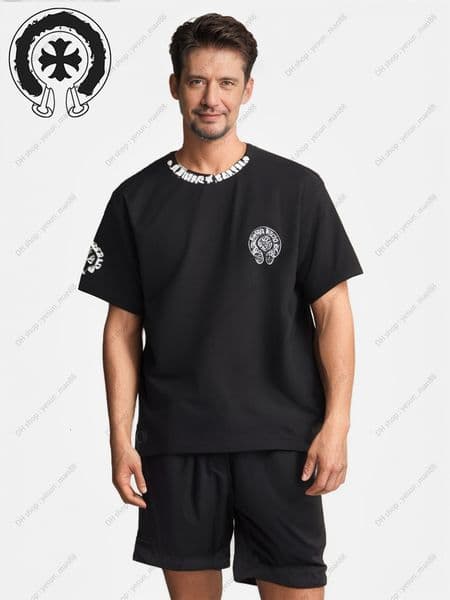 Chrome shirt hot Mens Summer Printed Fashion Designer Man Chrome T Shirts Cotton Casual Tees Short Sleeve Hip Hop Streetwear chrome Tshirts cho