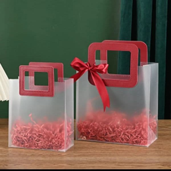2pcs PVC Gift Bags Packing Bag With Handle Festival Souvenir Party Present Candy Jewelry Packaging Bags Wedding Accessories 250616BJ