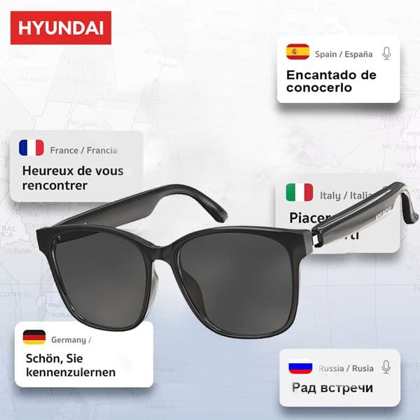 HYUNDAI Translation Smart Glasses Bluetooth Earphones Wireless Sunglasses Audio With TWS Headphones For Music And Call Hy-C8 AI