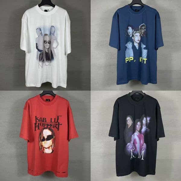 New T Shirts Fashion Artwork Direct Print Signature Print Short Sleeve Loose T-Shirt