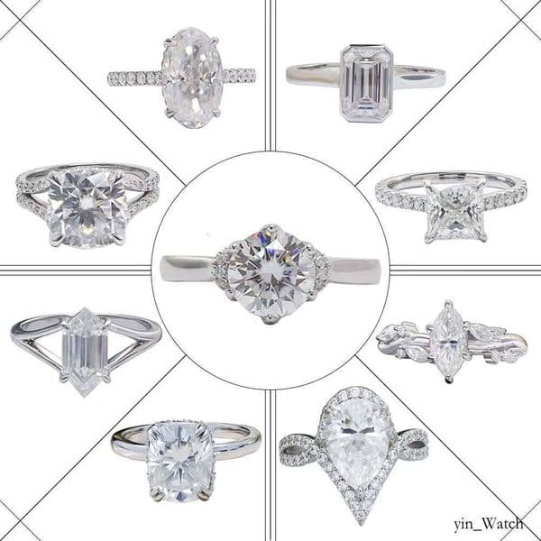 GRA Certificate Fine Jewelry Sterling Sier Round Fancy Moissanite Engagement Wedding Ring