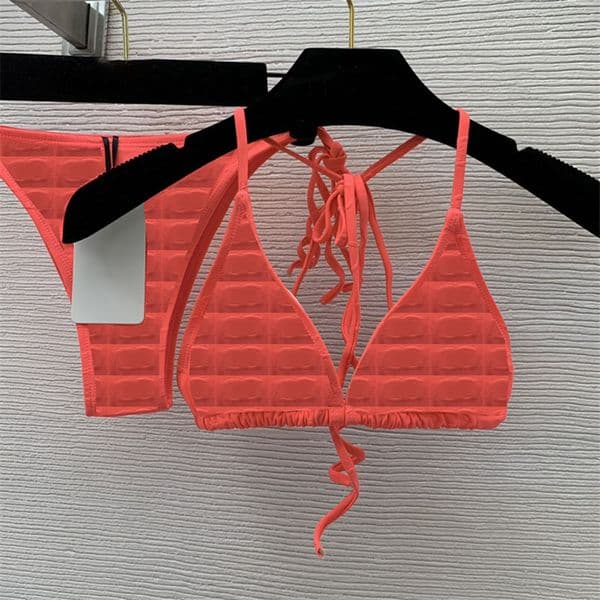 Sexy Halter Bikinis Women Split Swimwear Summer Pool Party Beach Bra Briefs with Tie Fashion Orange Bathing Suit
