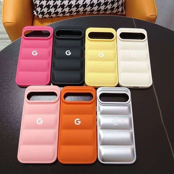 For Google Pixel 9 9a 9Pro 8 8Pro 7 7a 6 6a 6Pro 5 4 3 5A 4A 3A XL Soft Solid Color Liquid Silicone Down Jacket Phone Case