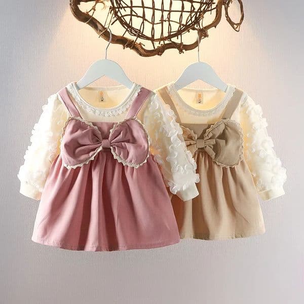 Girls Autumn Dress Style Baby Girl Dress Stylish Childrens Princess Dress Baby Clothes Autumn Big Bow 250617