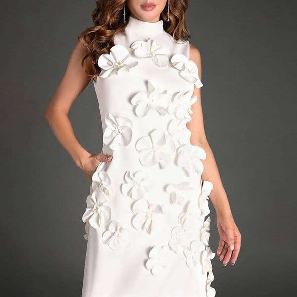 Designer Clothing 2025 Patchwork Appliques Dress For Women Stand Collar Sleeveless High Waist Elegant Spliced Lace Up Dresses Female New