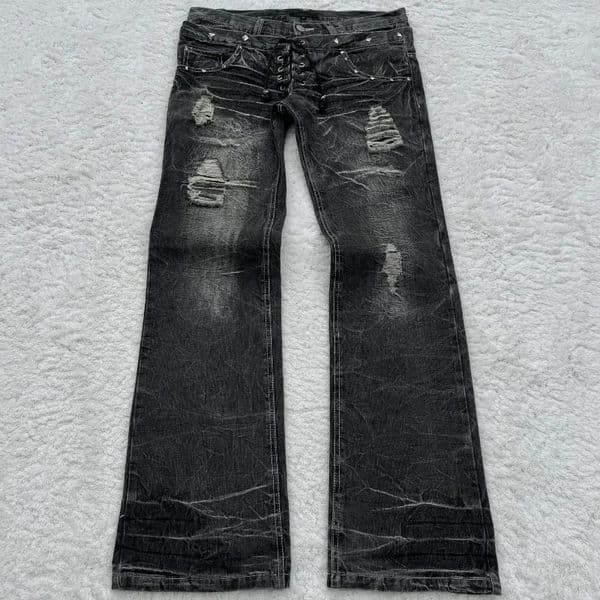 Y2K Washed Jeans Gothic Retro Micro Flared Double Waisted Lace Up Pants Men Women Streetwear High Quality Sense Trousers 250616