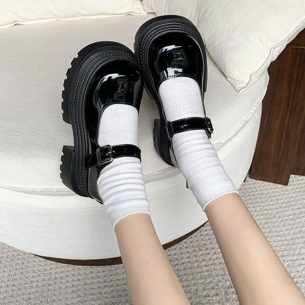 Ddmyoutdoor Ddmyoutdoor Platform Mary Jane Women S Spring Summer New Chunky Heel Leather French JK Uniform Single Shoes Outdoor Outdoor Shoes