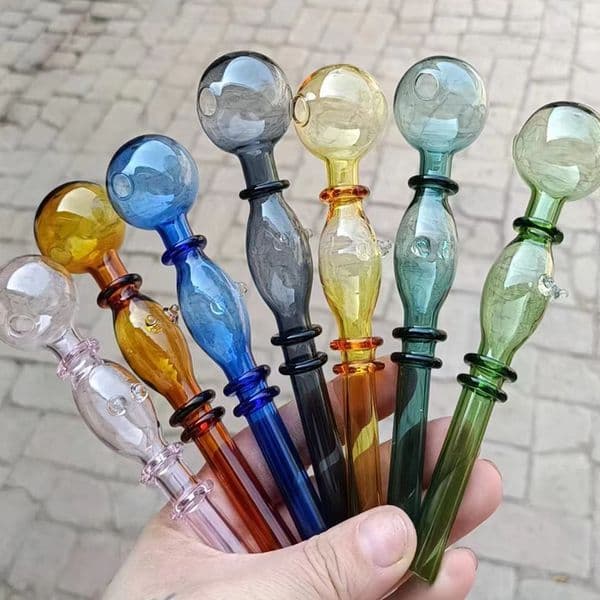 20pcs 5.5 Inch Alien Style Mid Nubs Designed Glass Oil Burner Pipe With 3cm Big Bubbler Head Bow 14cm Longth