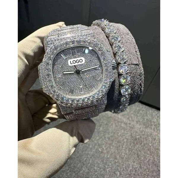 Customised Limited Edition Men's Moissanite Watch Fully Iced VVS Dia Bling Timepiece Top Selling Product