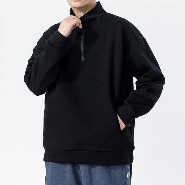 369 Men Long-sleeved Autumn and Winter Heavy Loose Solid Color Lapel Youth Casual