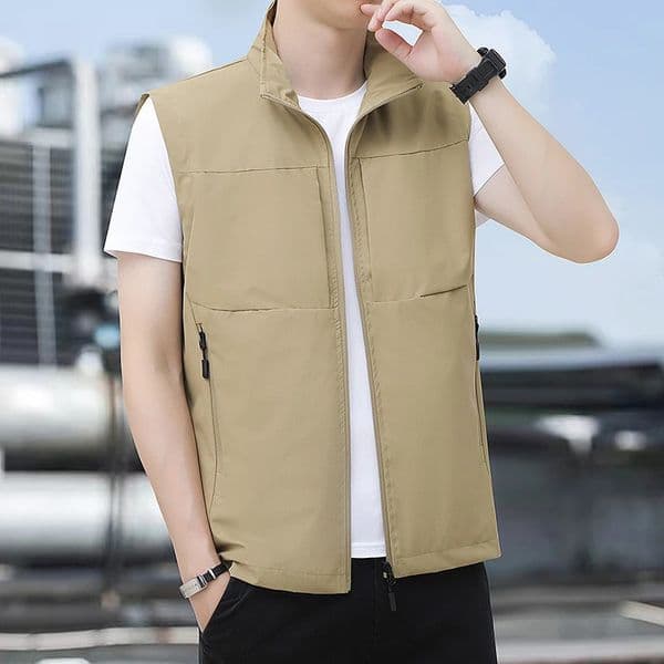 Mens Vest for Spring and Autumn Sleeveless Workwear with Multiple Pockets Loose-Fitting Vest for Summer Wear Thin Vest for Casual Wear 250617