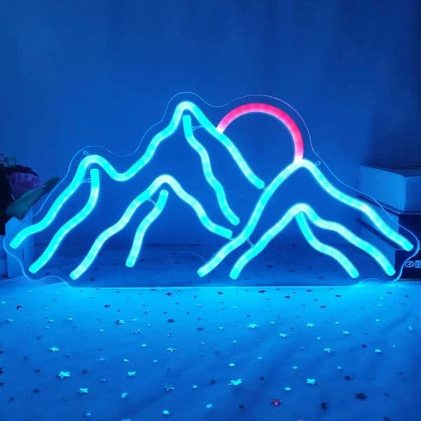Dimmable Mountain Neon LED Light Sign 16.9*8 Sunrise Sunset for Bedroom Living Room Hotel Wall Decoration Christmas Gift (I Z250618