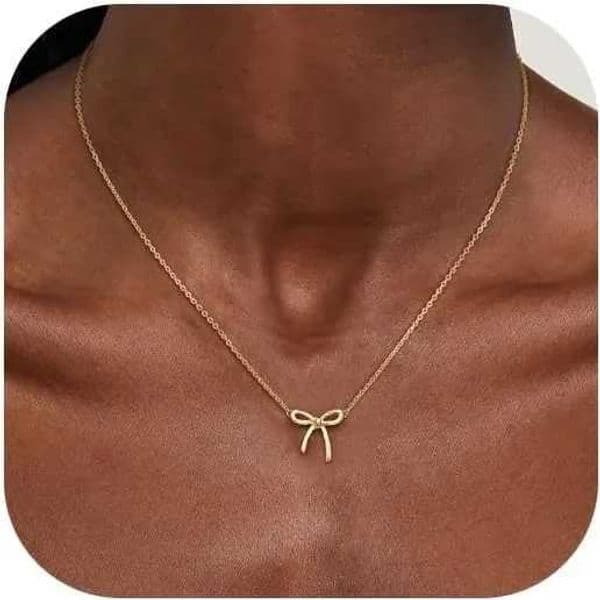 Jewellery Necklace Designer Gold and Silver Plated Bow Pendant Choker Chain for Daily Wear Special Occasion Gift High Quality