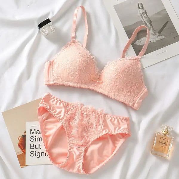 Lace Lingerie 2 Pieces Women Underwear Set 3/4 Cup Plus Size Bras Panty Brief Sets White Black Sexy Lingerie Seamless Bra Sets 250617