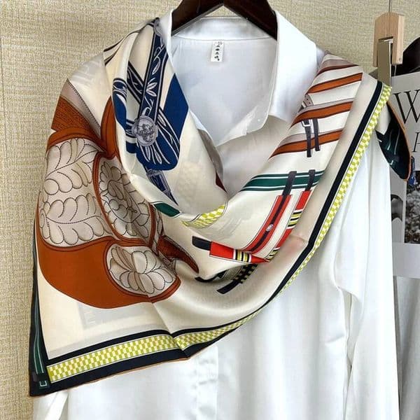 Designer silk scarf h Large Square 100% Silk Scarf Wraps Head Scarves Hijab Shawl 88*88cm