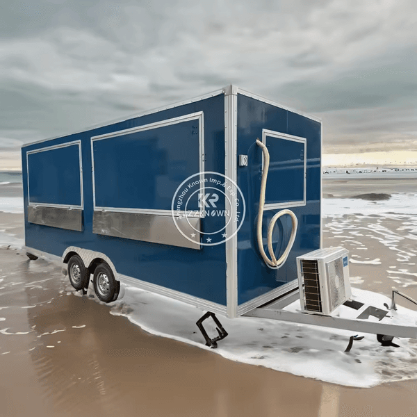Mobile Food Trailer Square Food Truck Mobile Kitchen Fully Equipped Street Restaurant Hot Dog Cart Coffee Kiosk Food Truck for Snack