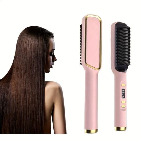 Experience Salon Quality Sleek Versatile 2in1 Ceramic Hair Styler Curl Straighten with One Comb AntiScald Power 250606
