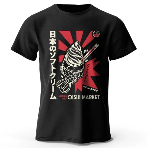 Japanese Print 100 Cotton T-Shirt Soft Breathable Round Neck Short Sleeve Tee Unisex Cute Cultural Style