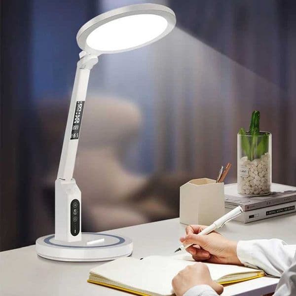 LED Clock Table Lamp USB Chargeable Dimmable Desk Lamp Plug-in LED Light Foldable Eye Protection Reading Night Light Z250618